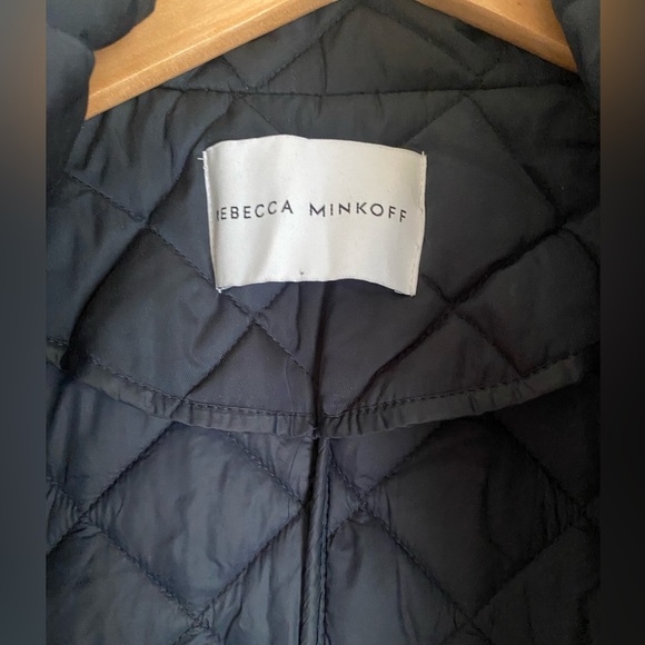 Rebecca Minkoff Double Breasted Quilted Long Navy Duster Coat Womens Medium - Picture 4 of 6